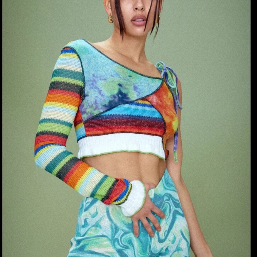 JADED LONDON - one sleeve; patch work; multi color